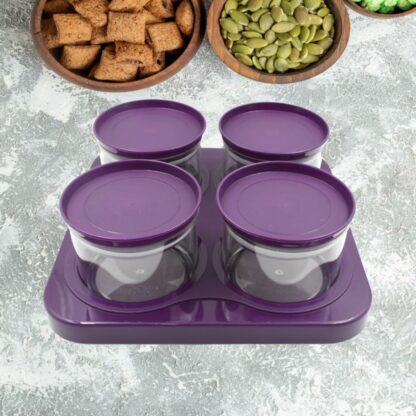 5550 Airtight Plastic 4 Pc Storage Container Set, With Tray Dry Fruit Plastic Storage Container Tray Set With Lid & Serving Tray For Kitchen - Image 4