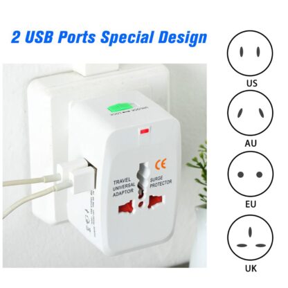 12671 All-in-One Universal Worldwide Travelling AC Adaptor Plug (AU / UK / US / EU) International Power Charger Electric USB Power Plug Socket Adapter Converter (1 Pc) - Image 6