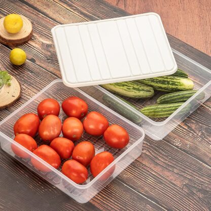 5637 Plastic Food Storage Container for Fridge, fridge storage boxes with Lid Stackable Fridge Storage Containers freeze organizer items and storage, vegetable storage box for fridge, (3 Pcs set) - Image 6