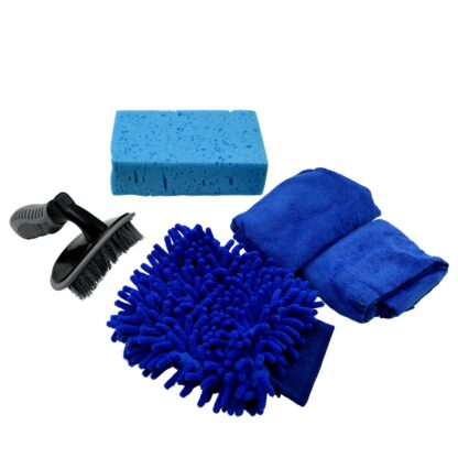 7565 Car / Bike Cleaning Combo Microfiber Car Wash Sponge and Gloves, Automobile Cleaning Sponges, 2 Wash Towel, 1 Brush, 1 Sponge, 1 Gloves, Car Wash Cleaning Tools Kit (5 Pcs Set) - Image 4