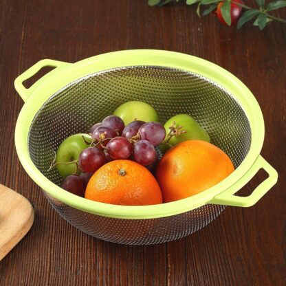 Stainless Steel Colander with Handle - Large Metal Mesh Basket Strainer (1 pc) - Image 8