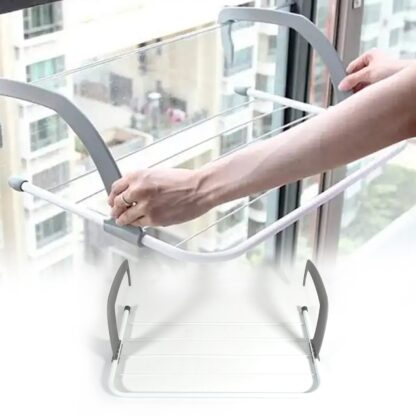 0333 Metal Steel Folding Drying Rack for Clothes Balcony Laundry Hanger for Small Clothes Drying Hanger Metal Clothes Drying Stand, Socks and Plant Storage Holder Outdoor / Indoor Clothes-Towel Drying Rack Hanging on The Door Bathroom - Image 7