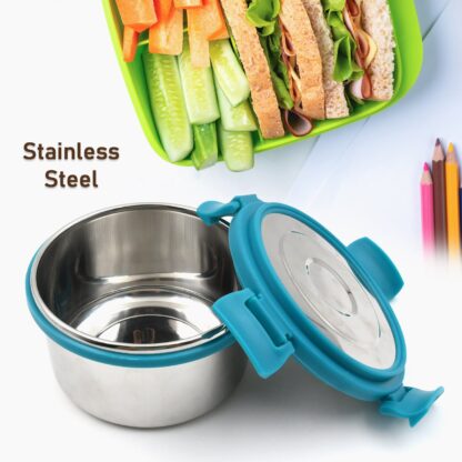 Miracle Solo round Lunch box High Grade Stainless Steel Double Wall Insulated 300ML Food Container 4 Lock Clip Leak Proof Lid, Best Return Gift for Any Occasion (1 Pc) - Image 5