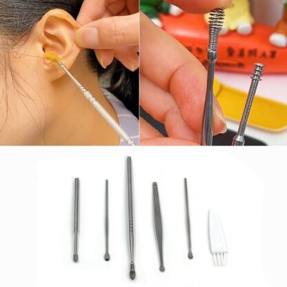 6314 6Pcs Earwax Removal Kit | Ear Cleansing Tool Set | Ear Curette Ear Wax Remover Tool - Image 5