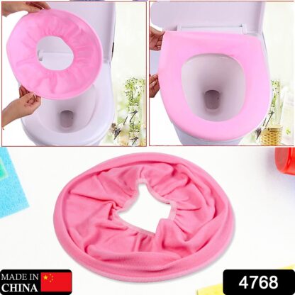 4768 Bathroom Soft Thicker Warmer Stretchable Washable Cloth Toilet Seat Cover Pads (1pc) - Image 3