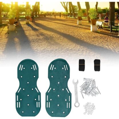 8502 Lawn Aerator Sandals, Garden Grass Aerator Spiked Sandals Green Studded Shoes for Yard Patio Garden Excavation - Image 6