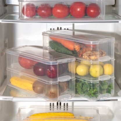 5595 3 Fridge Storage Container, Fridge Organizer with Lid Stackable Fridge Storage Containers Plastic Freezer Storage Containers for Fish, Meat, Vegetables, Fruits, Pack of 3pcs, 1500ML Approx - Image 6