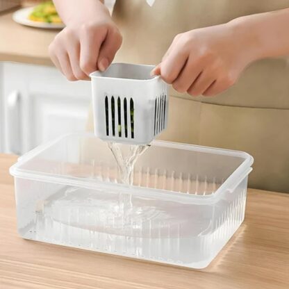 Fridge Storage Boxes Freezer Storage Containers, Container for Kitchen Storage Set, Storage in Kitchen, Vegetable Storage, Draining Crisper Refrigerator Food Box (1 Pc) - Image 12