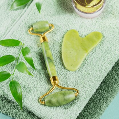 Gua Sha Stone and Anti Aging Jade Roller Massager for Face Massage Natural Face Skincare Massager & Face Roller Massager for Women | Face Shaper Jade Roller and Gua Sha Set for Glowing Skin - Image 8