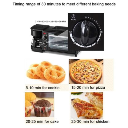 3 in 1 Breakfast Maker Portable Toaster Oven, Grill Pan & Coffee Maker Full Breakfast Ready at One Go - Image 7