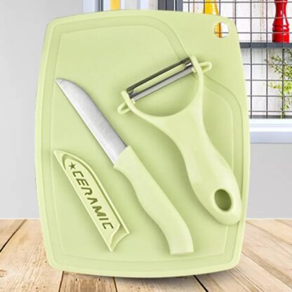 5207 Plastic Kitchen Peeler - Green & Classic Stainless Steel 3-Piece Knife Set Combo - Image 5