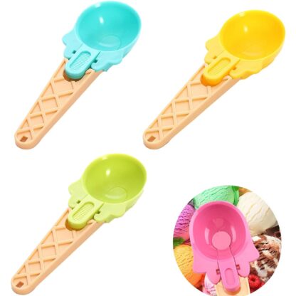 Ice Cream Spoons 2pcs Plastic Water Melon Scoopers with Trigger Dipper and Adults for Summer Party Ice Cream Scoop, Food Serving Spoon Kitchen Tools Ice Cream Digging Spoon Household Spoons Cupcake Spoons Aps Fruit Ball Player (2 Pc) - Image 8