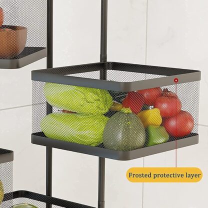 Metal High Quality Kitchen Trolley Kitchen Organizer Items and Kitchen Accessories Items for Kitchen Rack Square Design for Fruits & Vegetable Onion Storage Kitchen Trolley with Wheels (3 Layer) - Image 6