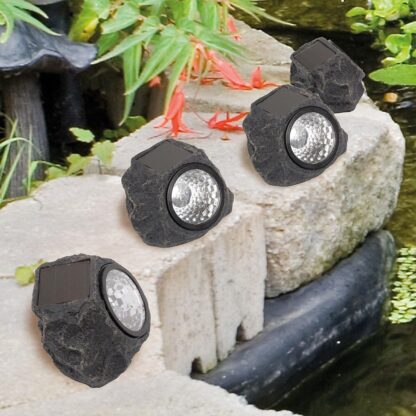 7577 Solar Powered LED Rock Light Solar Powered LED Spotlight Faux Stone for Pathway Landscape Garden Outdoor Patio Yard (1 Pc) - Image 5