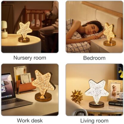 12571 Star Shape Crystal Diamond Lamp Cordless Luxury Lamp with USB Rechargeable, 3-Way Dimmable & Touch Control Decorative Nightstand Lamp for Bedroom, Living Room, Party, Restaurant Decor (1 Pc ) - Image 8