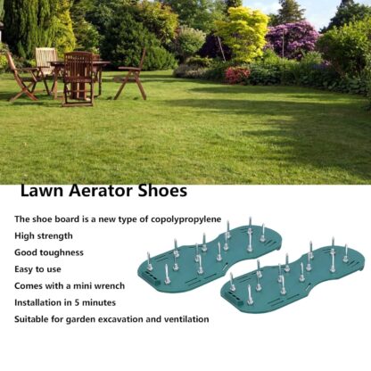 8502 Lawn Aerator Sandals, Garden Grass Aerator Spiked Sandals Green Studded Shoes for Yard Patio Garden Excavation - Image 8