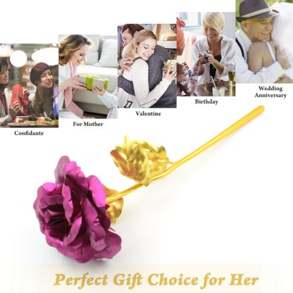 0898 Gold Rose Artificial Rose Flower With Gift Box, Plastic Flowers Best Gifts for Friend Girl Wife Women, Golden Rose Gift for Valentine's Day, Mother's Day, Anniversary, Birthday, Wedding, Gold (1 Pc) - Image 7