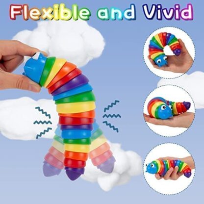 3D Rainbow Color Plastic Slug Fidget Toys, Stress Relieving Toy, Sensory Slug Toy for Boys and Girls, Finger slug Toy, for Autistic, Caterpillar Fidget Toys Stress Relief Gifts for Toddlers Kids Adults  (1 Pc) - Image 9