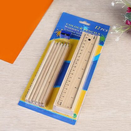 4726 Colorful Wooden Pencil Set with Pencil box, Ruler, Sharpener For for Kids, Artist, Architect (12 Pcs Set) - Image 7