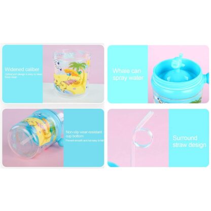 8419 Baby Drinking Cup with Straw and Lid Water Whale Spray Fountain Sippy Cup Bottles Childrens Pot, Toddler Tumbler Mug Spill Proof,Birthday Party Gift Drinking Cup (1 Pc) - Image 6