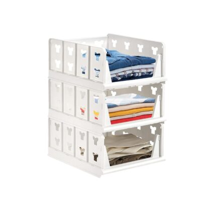 7886 3 Layer Stackable Multifunctional Storage,for Clothes Foldable Drawer Shelf Basket Utility Cart Rack Storage Organizer Cart for Kitchen, Pantry Closet, Bedroom, Bathroom, Laundry(3 Layer 1 Pc) - Image 4