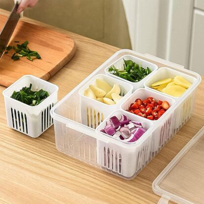 Fridge Storage Boxes Freezer Storage Containers, Container for Kitchen Storage Set, Storage in Kitchen, Vegetable Storage, Draining Crisper Refrigerator Food Box (1 Pc) - Image 6