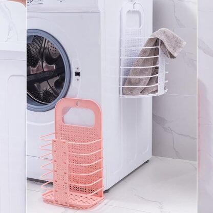 8145 Wall Hanging Laundry Basket Clothes Hanger Dirty Hamper Clothes Storage Hook Clothes Rails for Laundry Washing Machine Bathroom Kids Dirty Clothes Storage Hanger (1 Pc) - Image 9