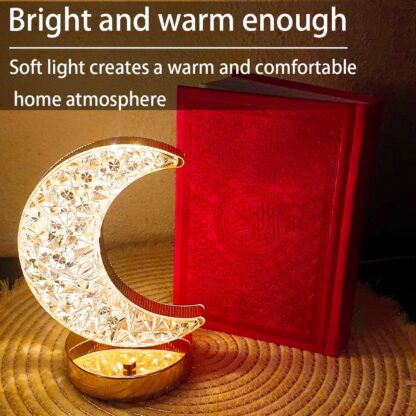 12570 Crystal Table Lamp | Moon Shape Touch Control Lamp with 3 Color | Metal Bedside Lamp for Kids Bedroom Romantic Desktop Nightstand | Stepless Dimming USB Charging Touch Night Light - Image 10