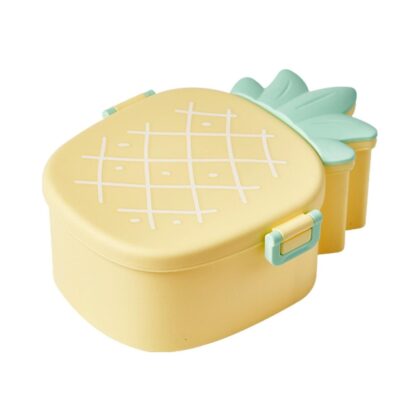 5729 Kids Lunch Box Cute Pineapple Shaped Bento Box with Fork Spoon Snack Candy Container Microwave Portable Office Lunch Box (1 Pc / With Spoon, Fork & Color Box) - Image 4