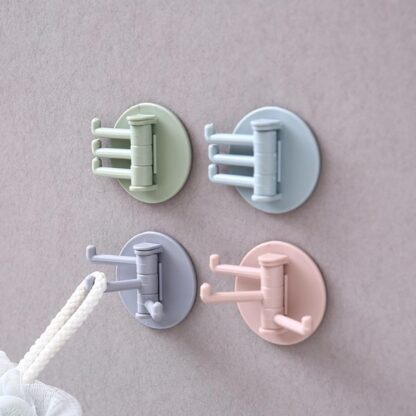 4142 Sticky Hook Household Strong Punch-Free Hook, 180°Foldable Multi-Function Rotatable Hook with 3 Hooks, Suitable for Bathroom, Kitchen, Office (1 Pc) - Image 9