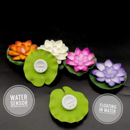 6556 Water Floating Smokeless Candles & Lotus Flowers Sensor Led TeaLight for Outdoor and Indoor Decoration - Pack of 6 Candle Candle (Pack of 6) - Image 2