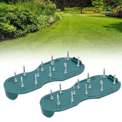 8502 Lawn Aerator Sandals, Garden Grass Aerator Spiked Sandals Green Studded Shoes for Yard Patio Garden Excavation - Image 9