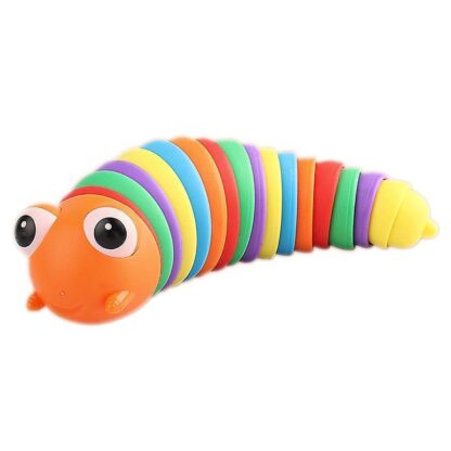 3D Rainbow Color Plastic Slug Fidget Toys, Stress Relieving Toy, Sensory Slug Toy for Boys and Girls, Finger slug Toy, for Autistic, Caterpillar Fidget Toys Stress Relief Gifts for Toddlers Kids Adults  (1 Pc) - Image 4