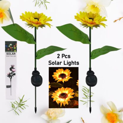 2 Pc Outdoor Solar Sunflower Lights Intelligent Light Control Waterproof Garden Landscape Stake Light - Image 7