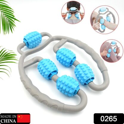 0265 Muscle Massage Roller, 5 Wheels Relieve Soreness Leg Muscle Roller Fitness Roller Muscle Relaxer Massage Roller Ring Clip All Round Massaging Uniform Force Elastic PP Drop Shaped for Home Use (1 Pc) - Image 2