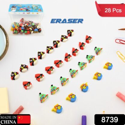 8739 Fancy & Stylish Colorful Erasers, Mini Eraser Creative Cute Novelty Eraser for Children Different Designs Eraser Set for Return Gift, Birthday Party, School Prize (28 Pcs In 1 Packet) - Image 2