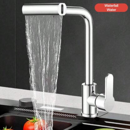 7575 Multifunction Shower Waterfall Kitchen Faucet, 360° Rotation Waterfall Kitchen Faucet, Touch Kitchen Faucet, Faucet Extender for Kitchen Sink, Swivel Waterfall Kitchen Faucet for Washing Vegetable Fruit (4 In 1 ) - Image 7