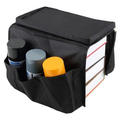 8164 Sofa Arm Rest Hanging Storage Bag, Storage Bag for Sofa Ideal for Sorting Magazines iPad Books (Black) - Image 5