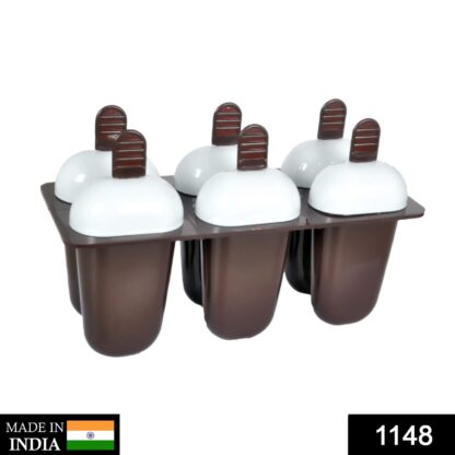 1148 Plastic Ice Candy Maker Kulfi Maker Moulds Set with 6 Cups (Multicolour) - Image 2