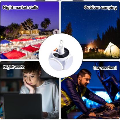 12590 Solar Multi-Functional Emergency LED Light Bulb with USB Charging, LED camping lamp, camping lamp, USB rechargeable, 5 brightness light modes, foldable camping light, SOS IP65 waterproof camping light, blackout emergency equipment, camping gadgets - Image 8