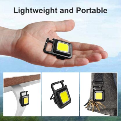 Rechargeable Keychain Mini Flashlight with 4 Light Modes,Ultralight Portable Pocket Light with Folding Bracket Bottle Opener and Magnet Base for Camping Walking - Image 11