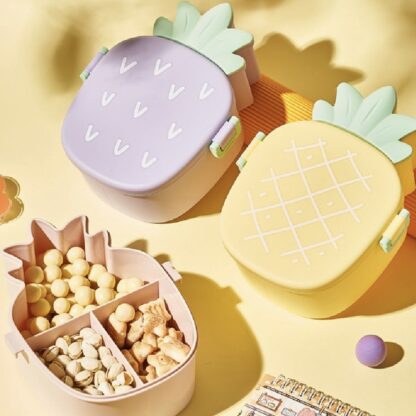 5750 Kids Lunch Box Cute Pineapple Shaped Bento Box with Fork Spoon Snack Candy Container Microwave Portable Office Lunch Box (1 Pc / With Spoon & Fork) - Image 11