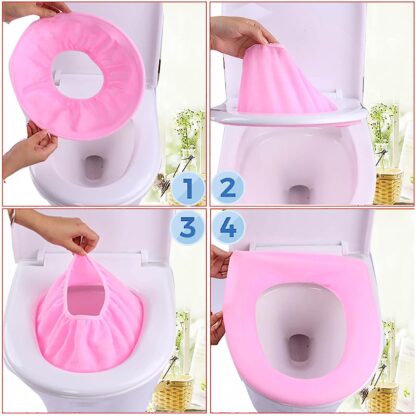 4768 Bathroom Soft Thicker Warmer Stretchable Washable Cloth Toilet Seat Cover Pads (1pc) - Image 6