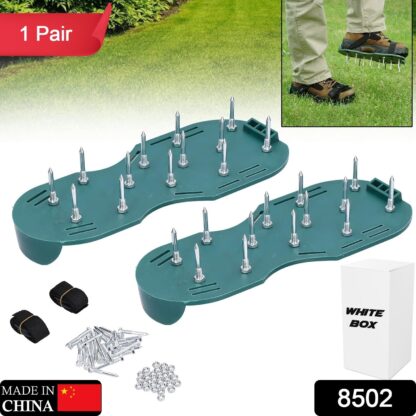 8502 Lawn Aerator Sandals, Garden Grass Aerator Spiked Sandals Green Studded Shoes for Yard Patio Garden Excavation - Image 2