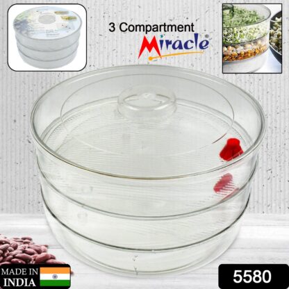 5580 Miracle Plastic Healthy Hygienic Sprout Maker with 3 Compartments for Home, Kitchen (1 Pc) - Image 2