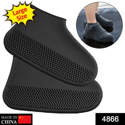 Non-Slip Silicone Rain Reusable Anti skid Waterproof Fordable Boot Shoe Cover ( Large ) - Image 2