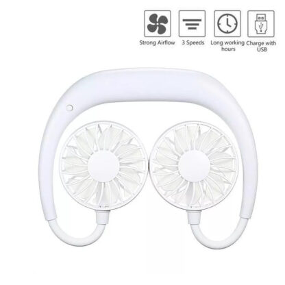 0875 Portable USB Battery Rechargeable Mini Fan - Headphone Design Wearable Neckband Fan - Image 4