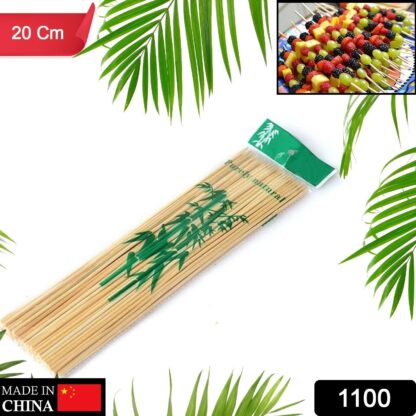 1100 Camping Wooden Color Bamboo BBQ Skewers Barbecue Shish Kabob Sticks Fruit Kebab Meat Party Fountain Bamboo BBQ Sticks Skewers Wooden (20cm) - Image 2