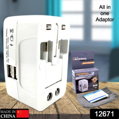 12671 All-in-One Universal Worldwide Travelling AC Adaptor Plug (AU / UK / US / EU) International Power Charger Electric USB Power Plug Socket Adapter Converter (1 Pc) - Image 2