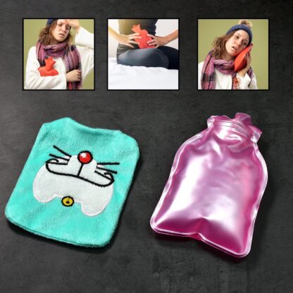 Doremon Cartoon Small Hot Water Bag with Cover for Pain Relief - Image 4